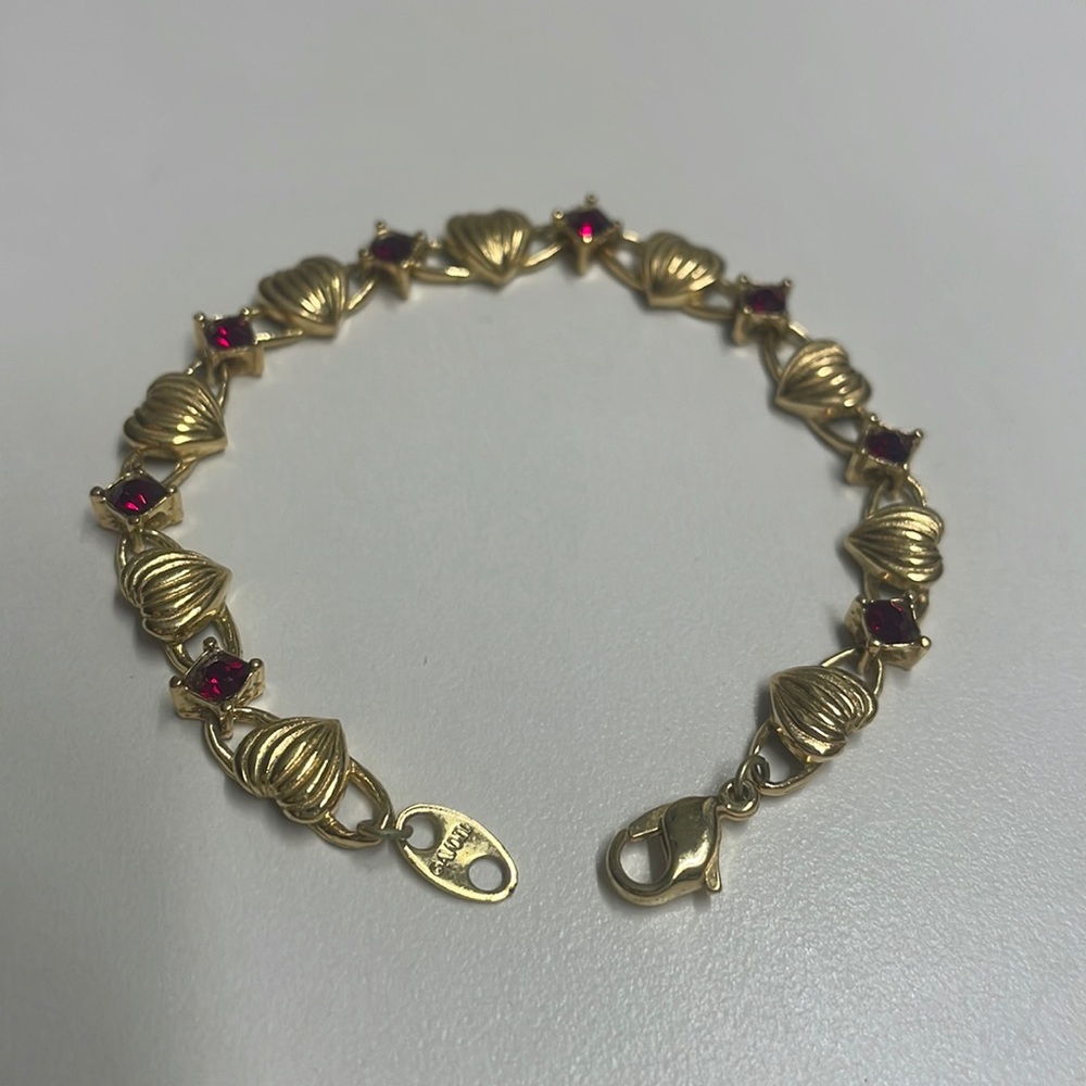 ✨BLING-BLING✨ GOLD HEART WITH RED GRANATE GEM BRASSELET